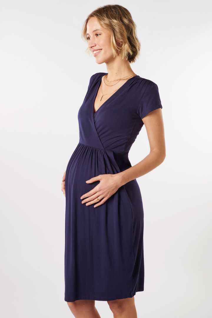 Organic Maternity and Nursing Dress navy
