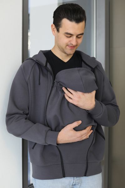 Papa Active Hoodie with Baby Carrier Insert grey