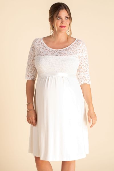 Plus Size Maternity Wedding Dress in A-line with Back Cut-Out