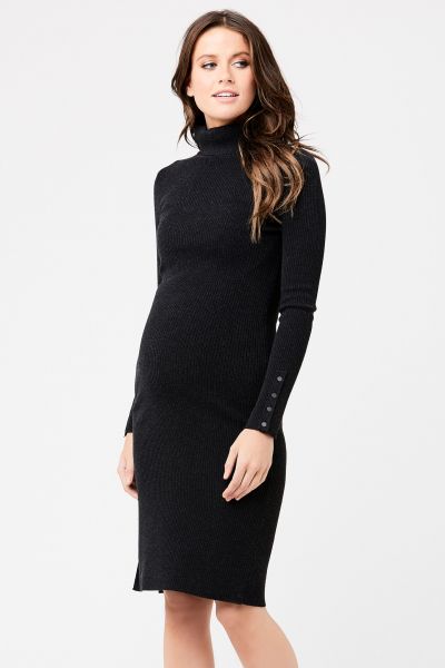 Maternity dress in wool blend with turtleneck