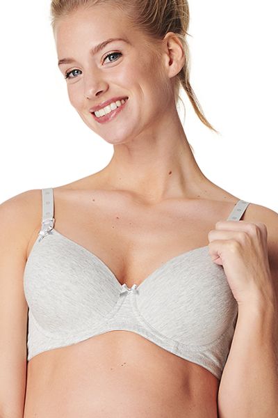 Cotton Nursing Bra with Form Cups and Bow grey