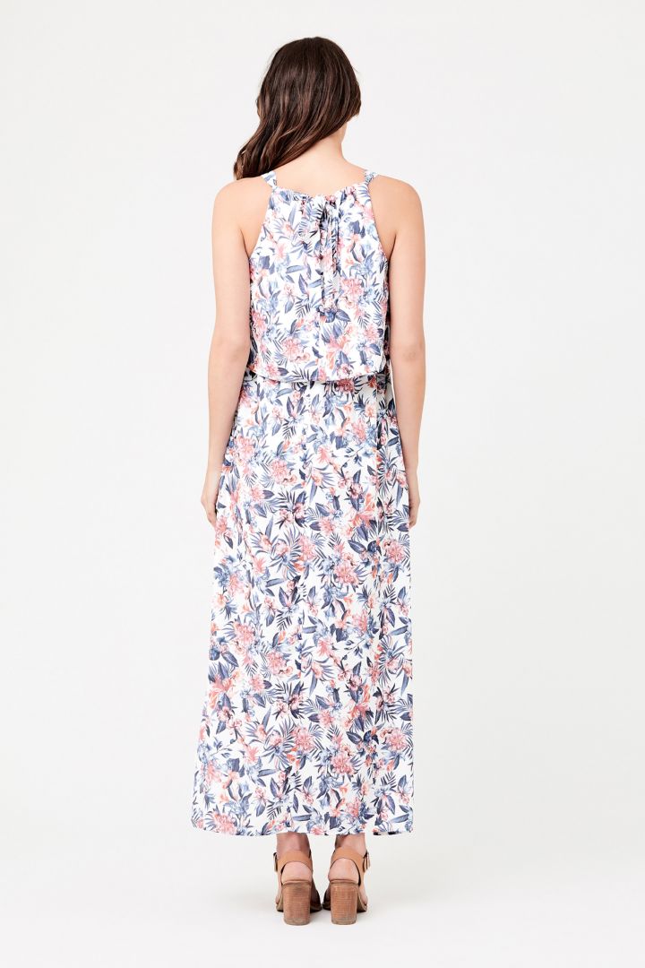 Maternity and Nursing Maxi Dress with Floral Print