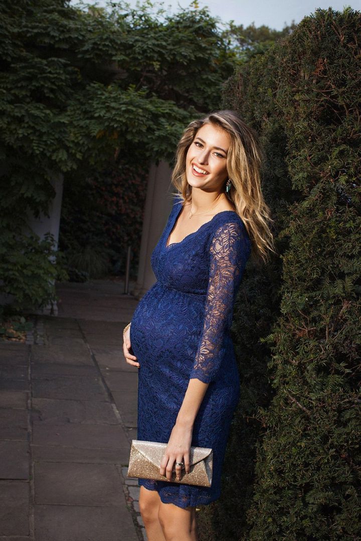 Maternity Lace Dress dark blue