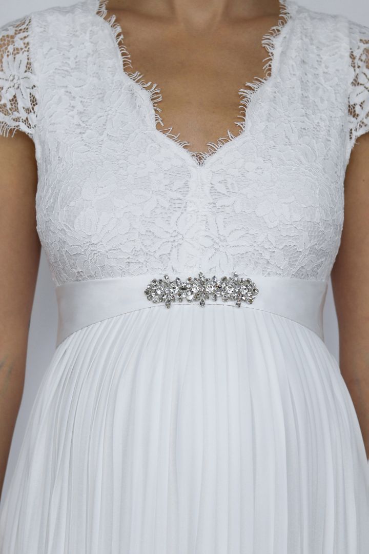 Wedding Dress sash with floral Rhinestones ivory