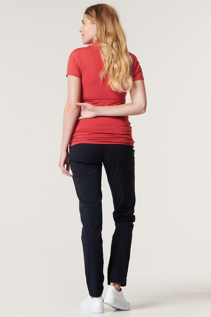 Ecovero Umstands- und Stillshirt mit Bindegürtel rot