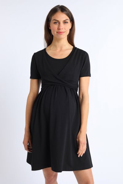 Maternity and Nursing Wrap Dress black