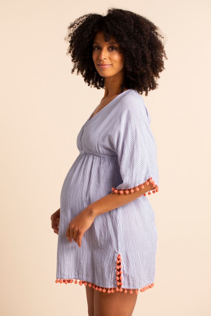 Maternity Caftan with Pompoms