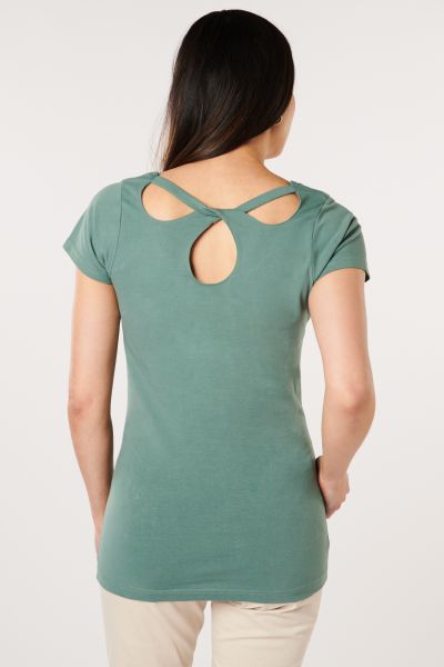Organic Maternity Shirt with Back Detail khaki
