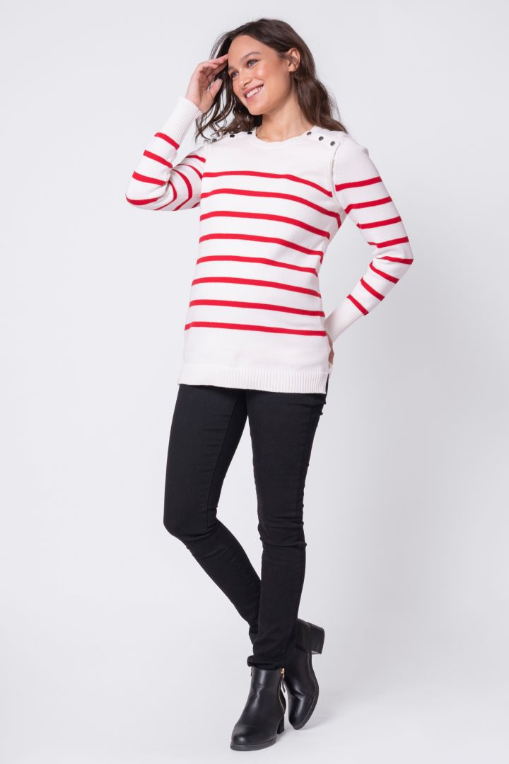 Striped Maternity and Nursing Sweater red