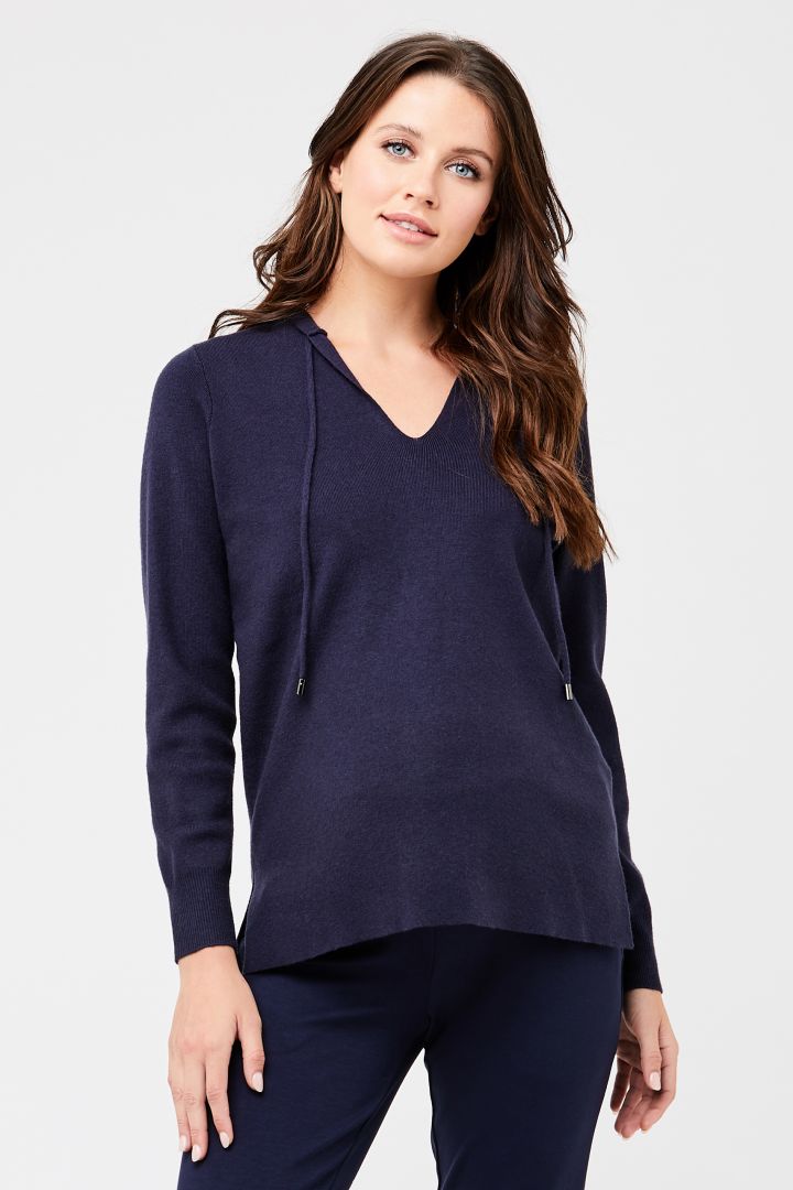 Maternity Knit Hoodie navy