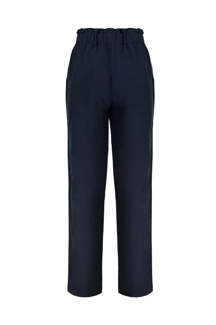 Paperbag Linen Maternity Trousers navy