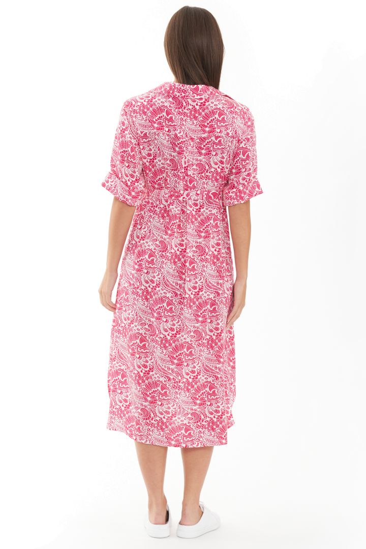 Umstands- und Still-Hemdblusenkleid mit Print pink-weiß