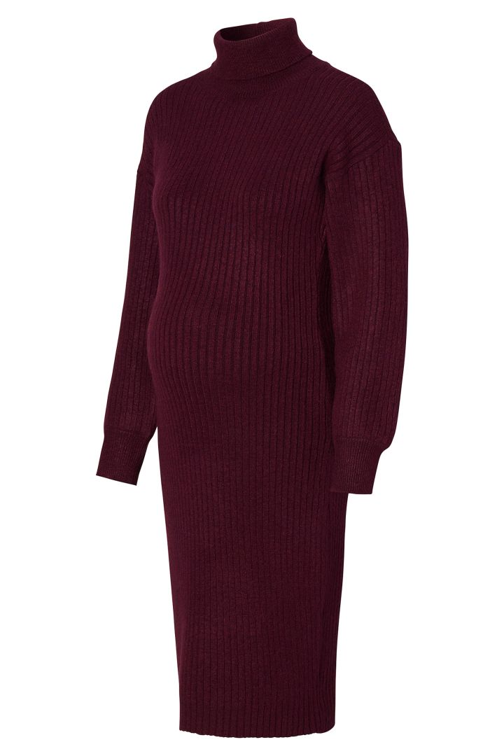 Knitted Maternity Dress with Turtleneck