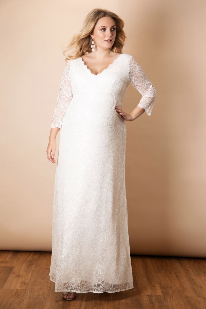 Plus Size Maternity Dress with Lace Sleeves
