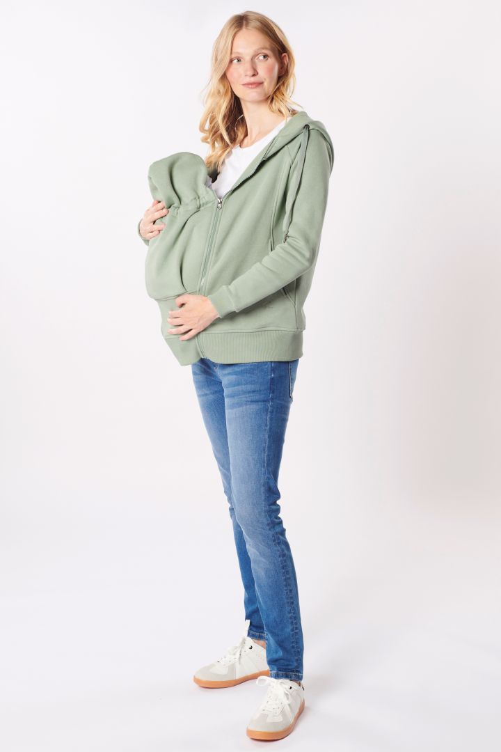 Maternity Hoodie with Baby Carrying Insert sage