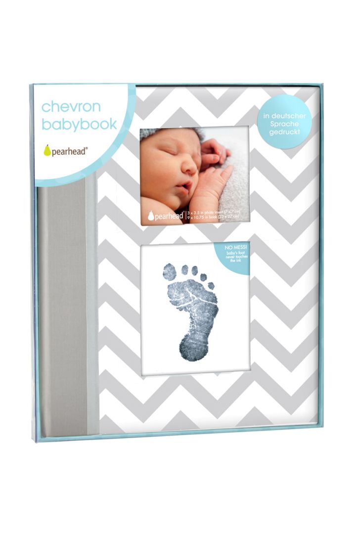 Memory Book with Photo Bag and Baby Imprint Set grey