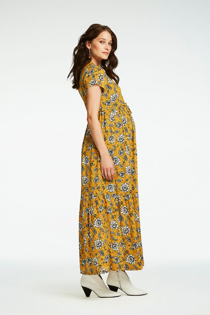 Maternity and Nursing Maxi Dress witch Button Placket