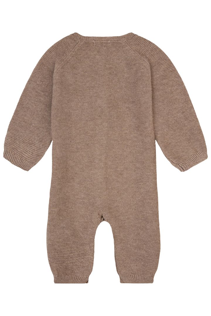 Organic Knit Romper with Button Front taupe