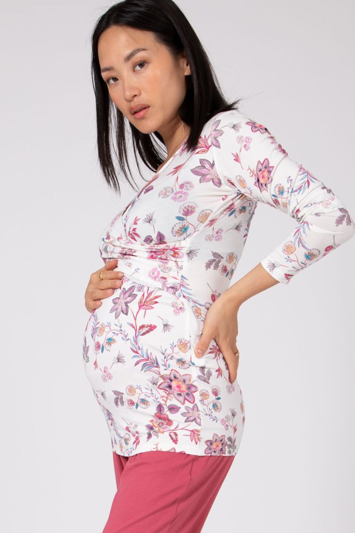 Maternity and Nursing Pyjamas with floral print