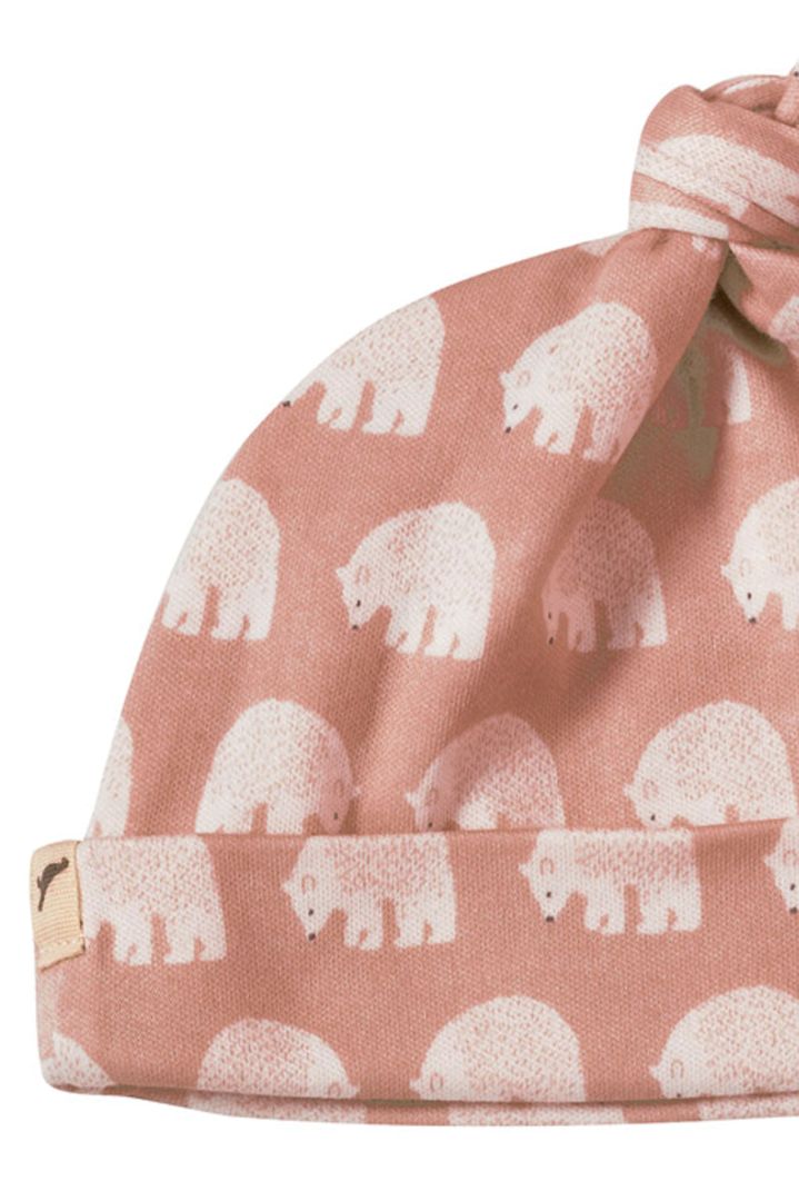 Eisbären Knotenmütze rosa aus Bio-Baumwolle