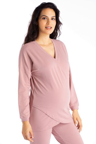 Organic Lounge and Pyjama Maternity Shirt pink
