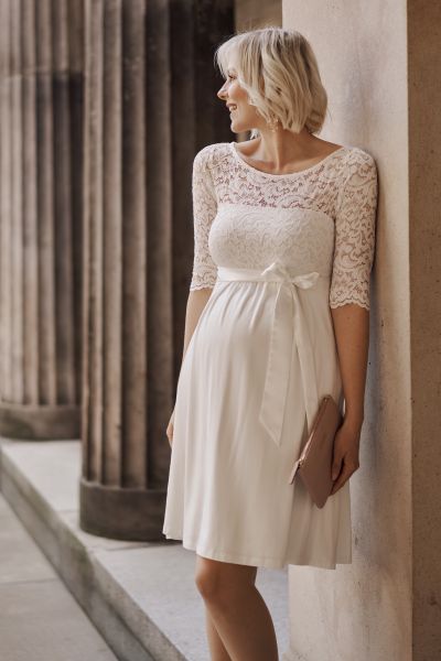 Maternity Wedding Dress in A-Line with Back Cut-Out