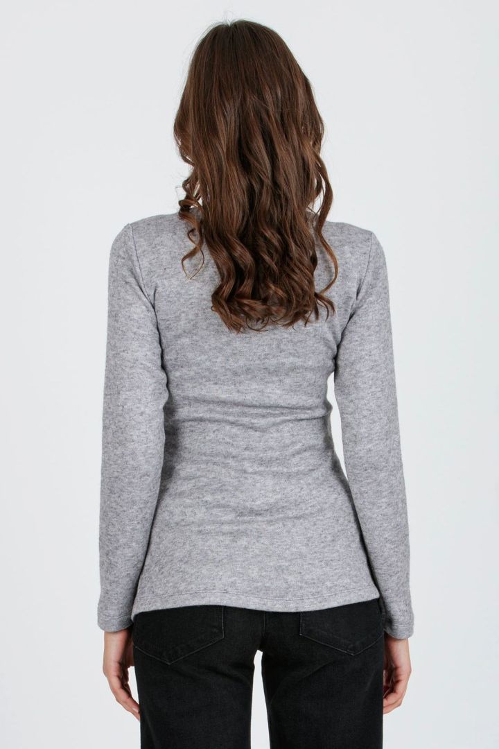 Maternity Sweater with Cross-Over Detail light gray