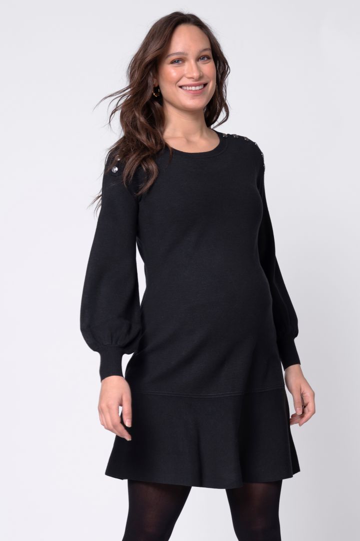 Maternity Knit Dress with Nursing Opening black