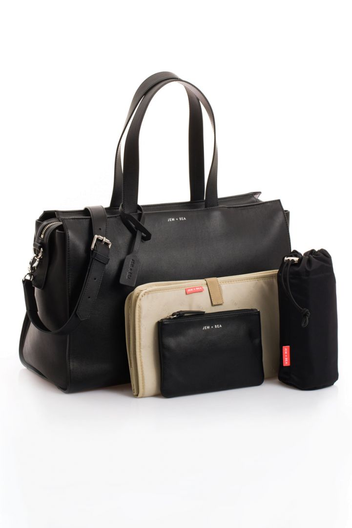 Diaper Bag made of black Leather