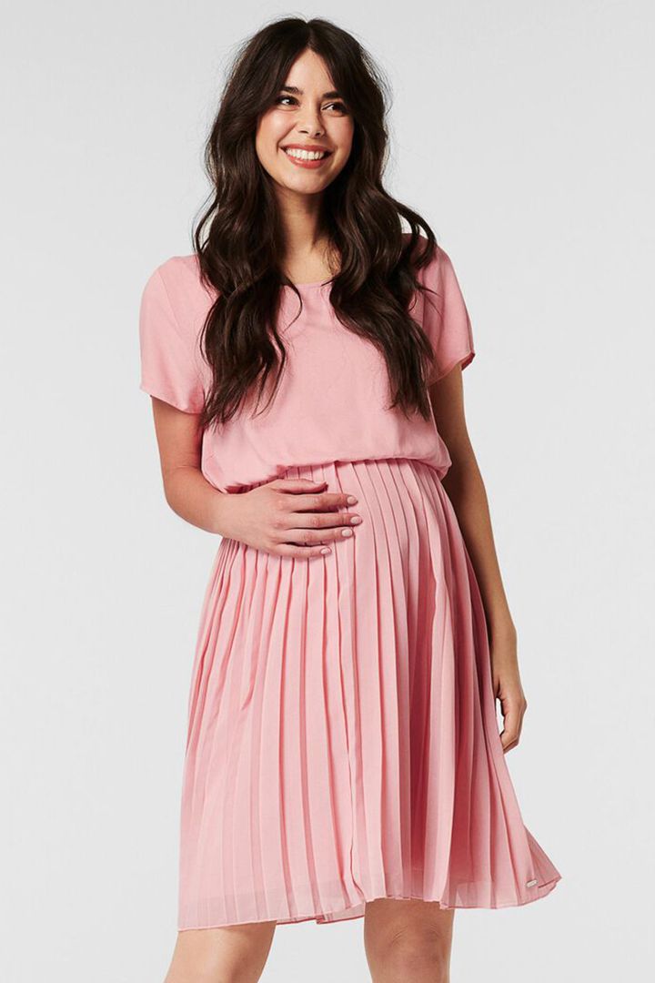Pleated Maternity and Nursing Dress rose