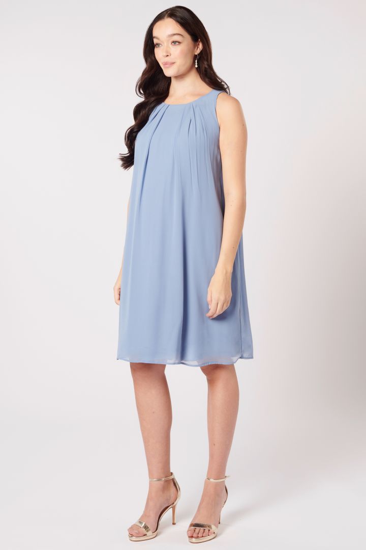 A-Line Maternity Dress with Tie Belt light blue