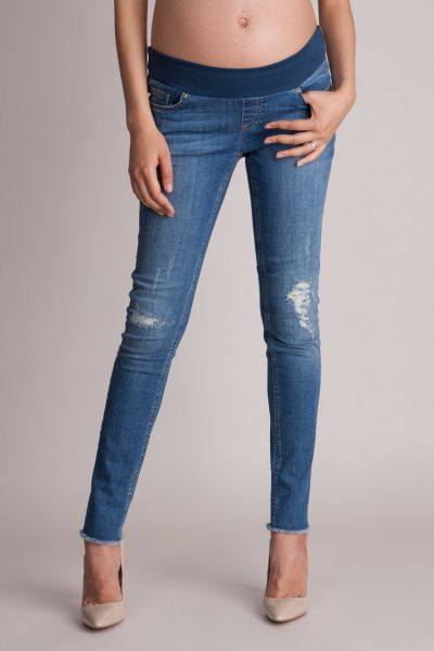 Distressed Maternity Slim Leg Jeans