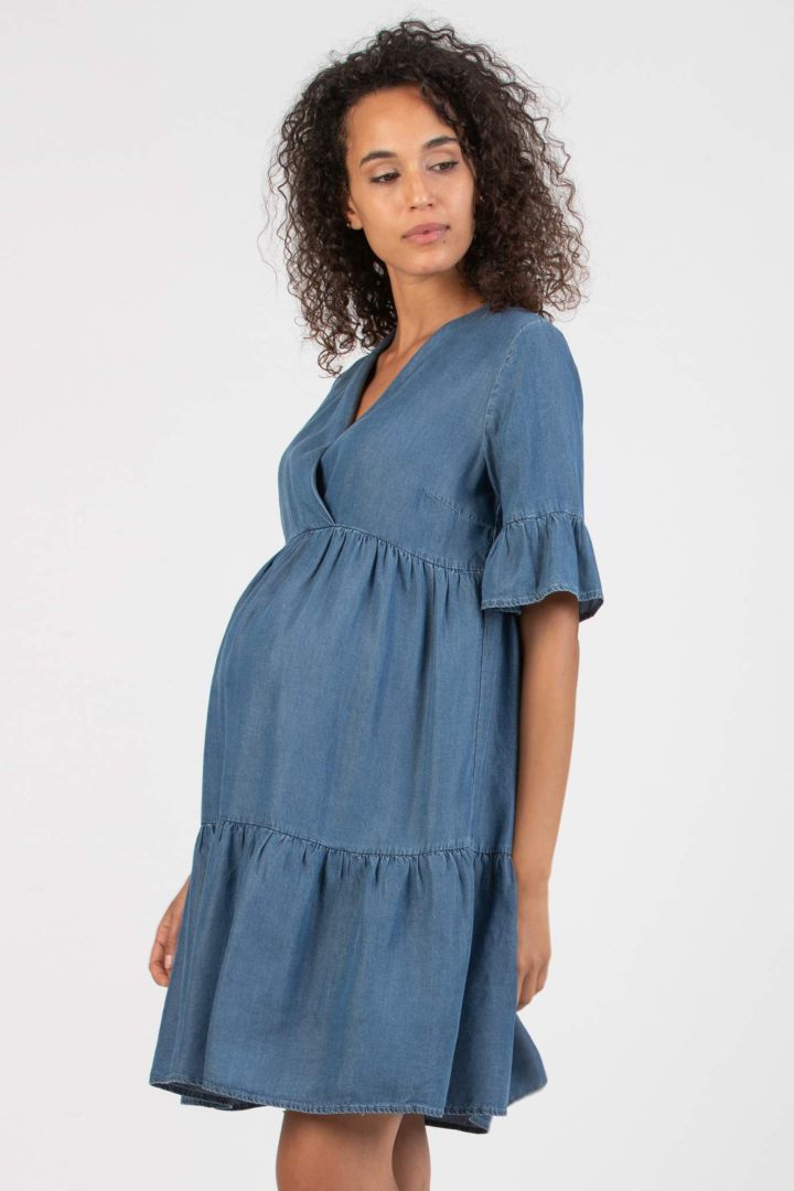 Tencel Maternity Dress in Denim-Look