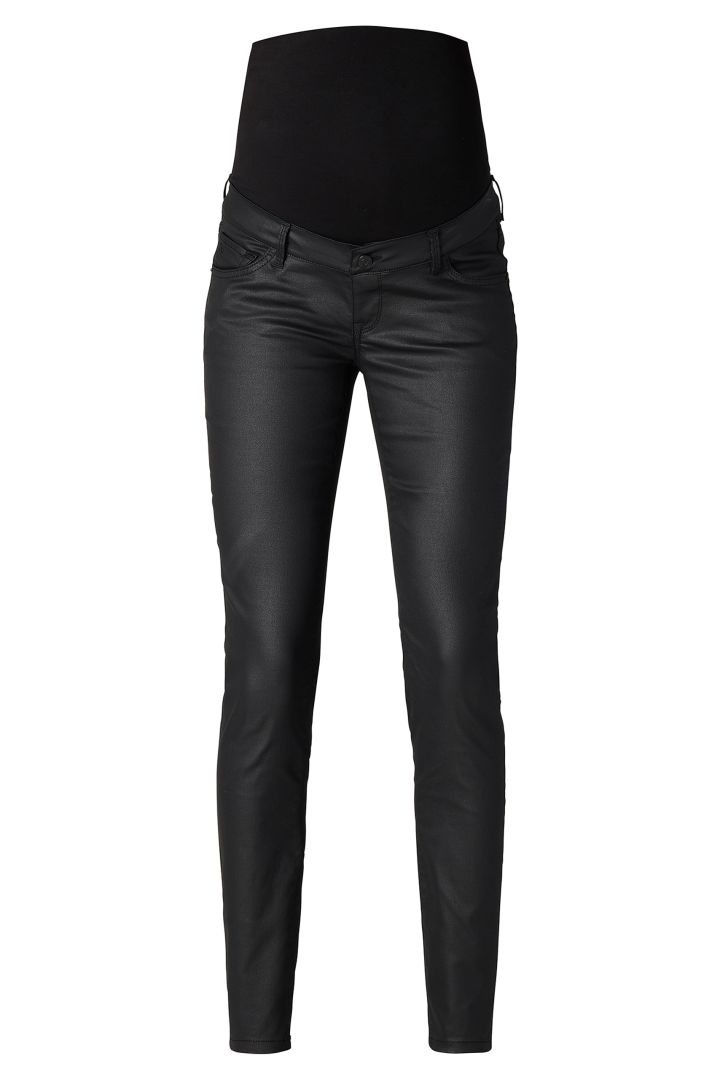 Skinny Maternity Trousers with Shiny Coating