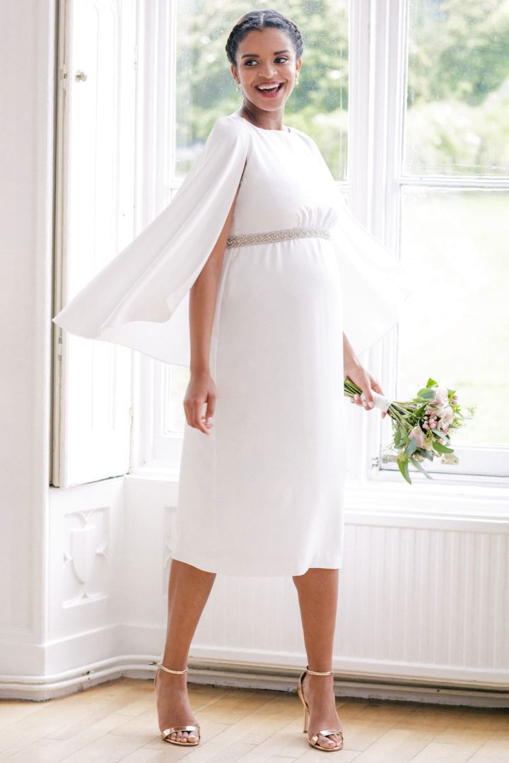 Maternity Wedding Dress with Cape Details