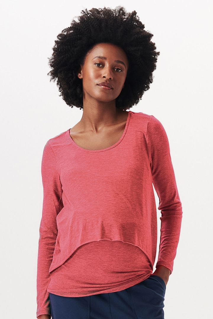 Eco Double Layer Maternity and Nursing Shirt hibiscus