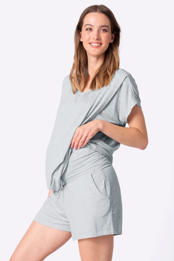 Maternity and Nursing Pyjama with Shorts sage