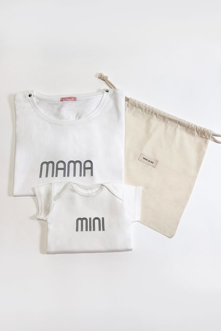 MAMA & MINI Organic Partnerlook T-Shirt & Body Set weiß