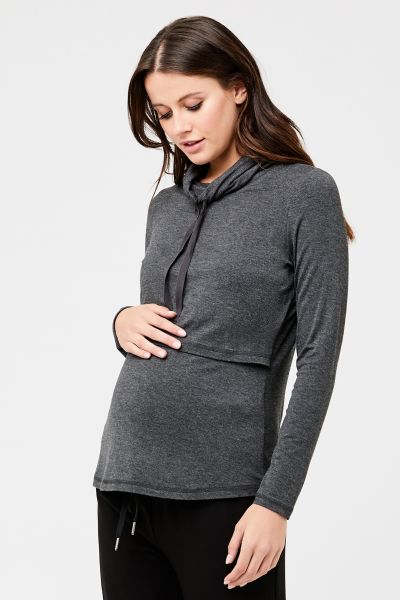 Maternity and Nursing Hoodie with Zip Fastenings grey