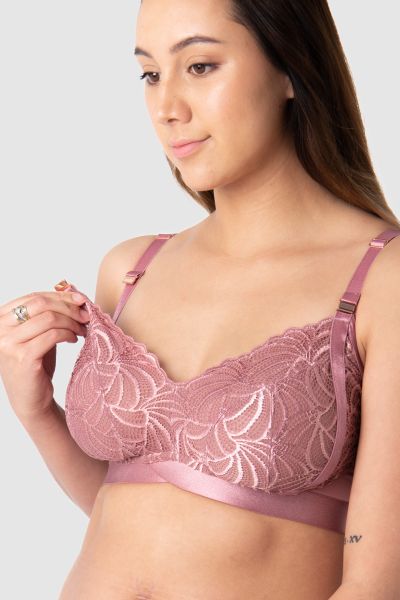 Soft Cup Pregnancy and Nursing Bra Lace old pink