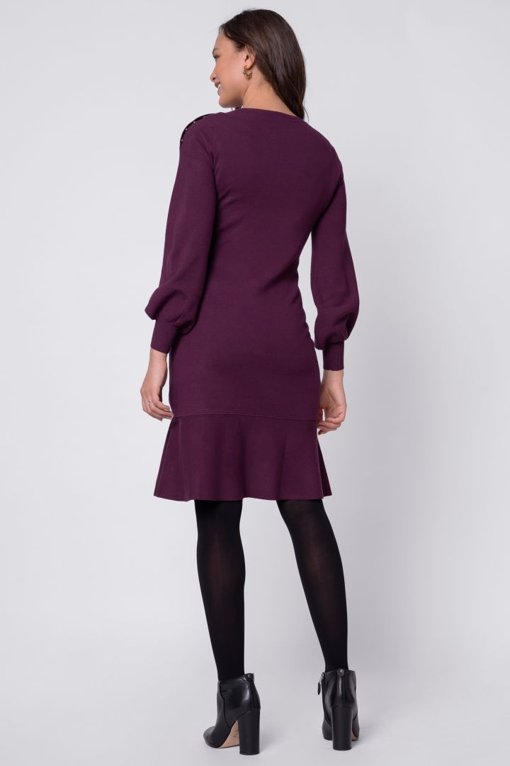 Maternity Knit Dress with Nursing Opening bordeaux