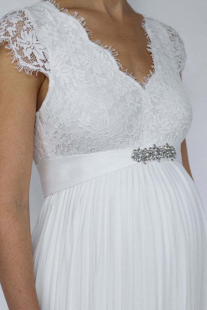 Wedding Dress sash with floral Gemstones ivory
