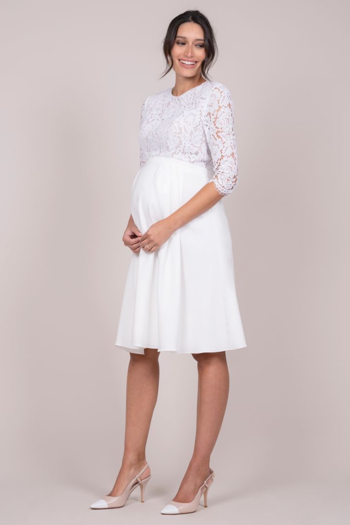 Luxurious Maternity Bridal Dress with Lace Top