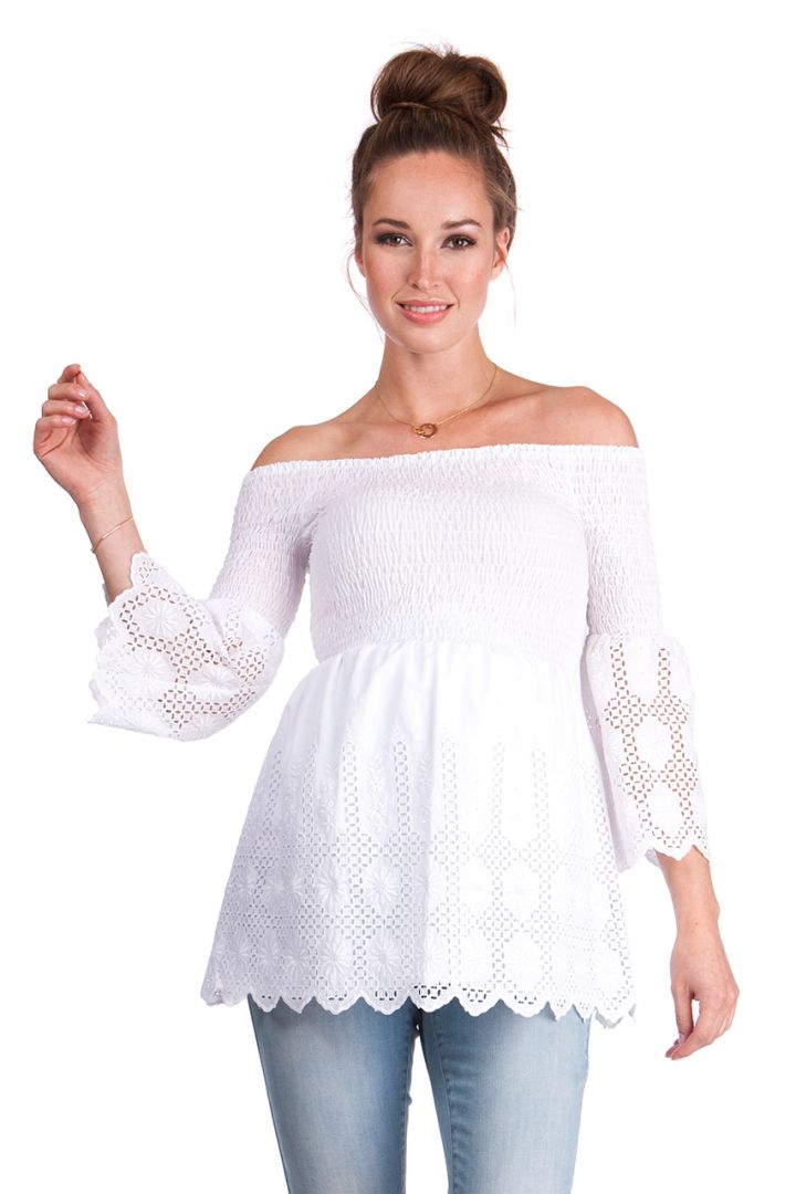 Off Shoulder Maternity Tunic with Bell Sleeves
