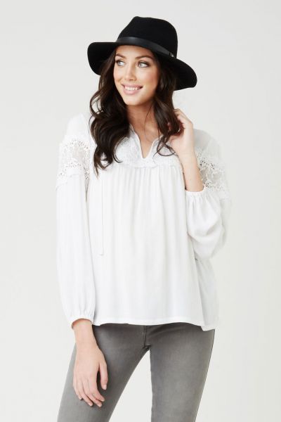 Maternity tunic with floral lace