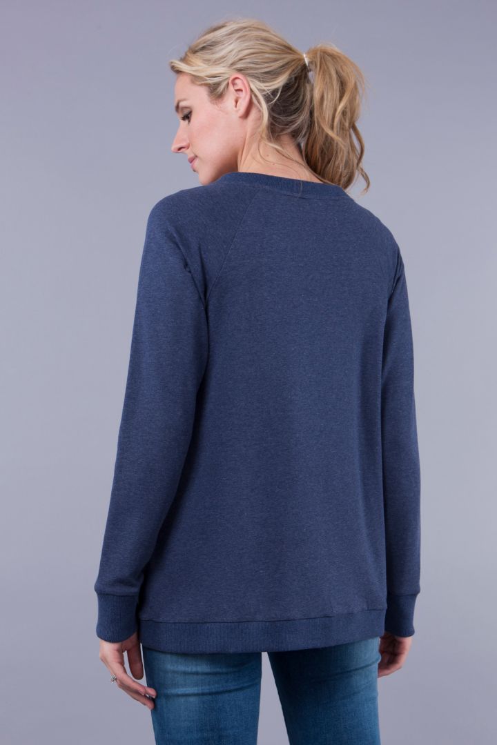 Crossover Nursing Sweater Blue Marl