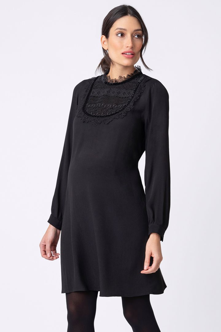 Maternity dress with round lace insert