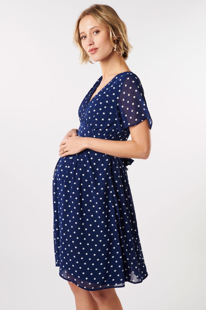 Chiffon Maternity and Nursing Dress with Dots