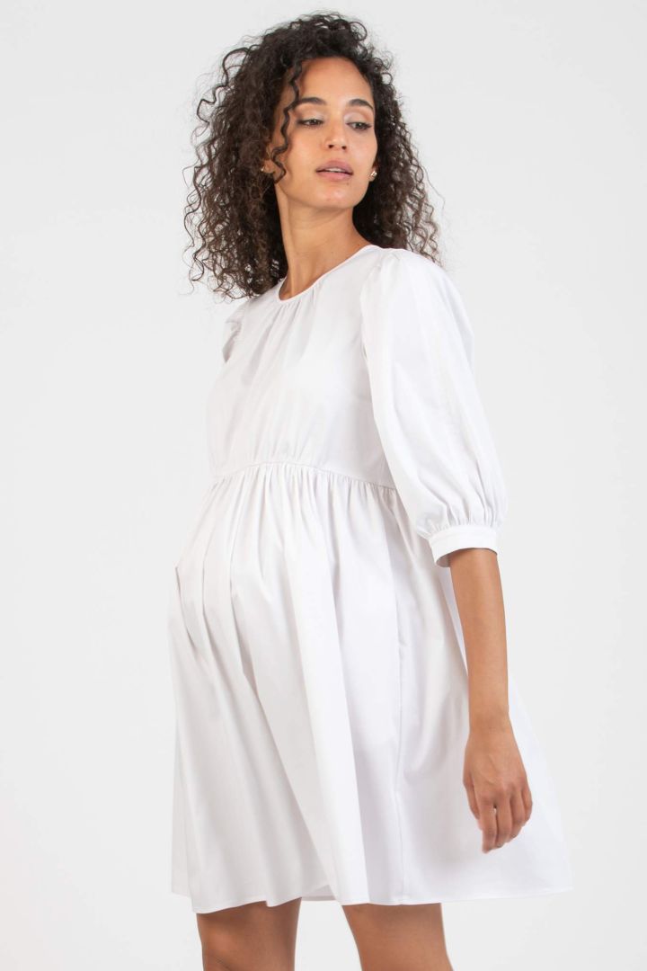 Mini Maternity Dress with Puffed Sleeves