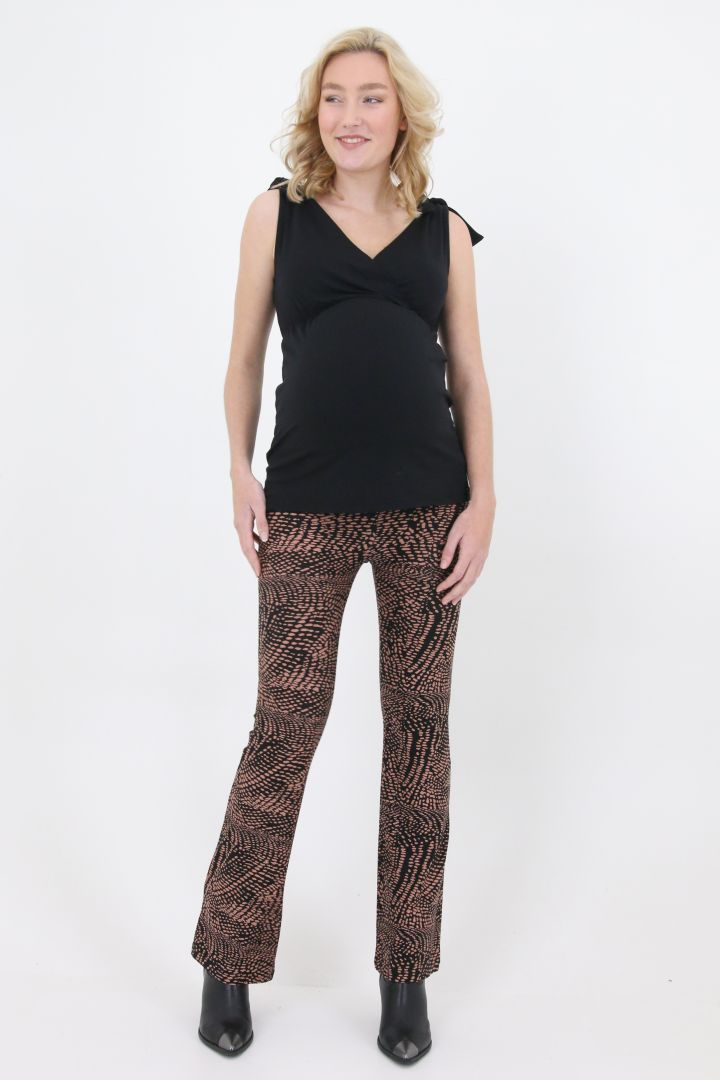 Flared Maternity Trousers with Alloverprint